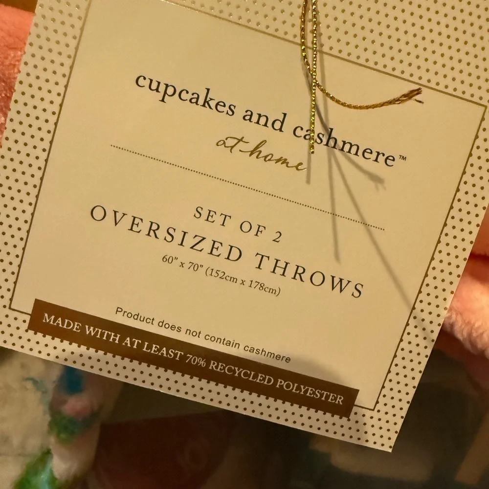 Super Cute Cupcakes and Cashmere Oversized Christmas Throws- Set of 2- NWT